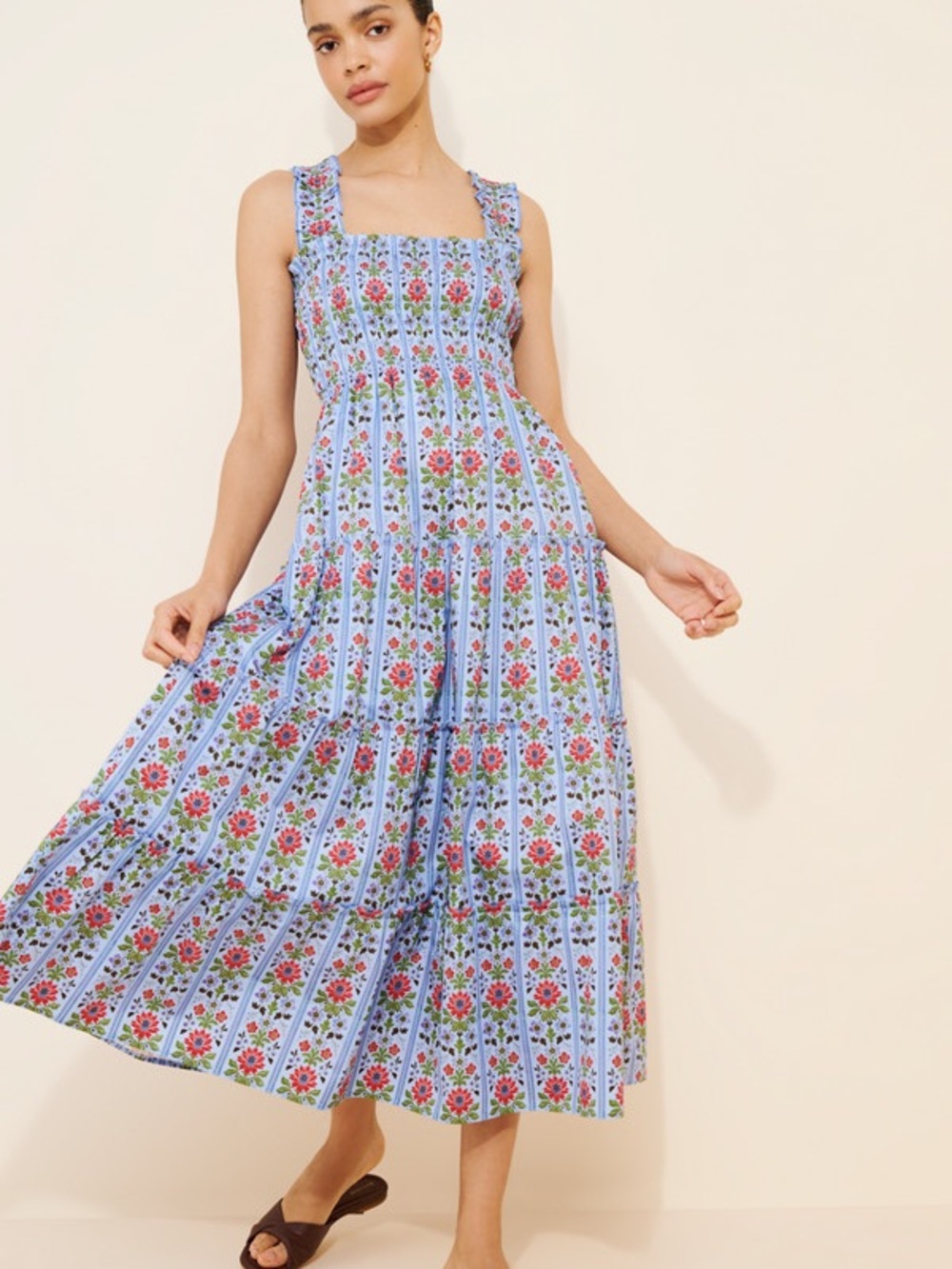 ISO! Hill House Blue Floral Block Stripe Nap Dress